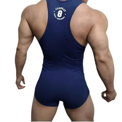 a sexy man in dark blue Men’s Takedown Wrestling Singlet – pridevoyageshop.com – gay men’s harness, lingerie and fetish wear