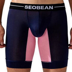 a sexy man in dark blue SEOBEAN Men’s Dominion Long Sheer Boxer Briefs – pridevoyageshop.com – gay men’s sexy swim briefs, trunks, board shorts, and bikinis