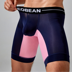 a sexy man in dark blue SEOBEAN Men’s Dominion Long Sheer Boxer Briefs – pridevoyageshop.com – gay men’s sexy swim briefs, trunks, board shorts, and bikinis