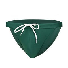 a sexy man in dark green Men’s Show Pony Drawstring Swim Briefs - pridevoyageshop.com - gay men’s sexy swim briefs, trunks, board shorts, and bikinis