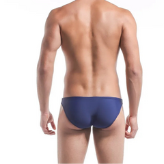 a sexy man in deep blue Men’s Power Split Swim Briefs - pridevoyageshop.com - gay men’s sexy swim briefs, trunks, board shorts, and bikinis