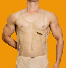 a sexy man in gold Look Dont Touch Mesh Tank – pridevoyageshopcom – gay mens clubwear mesh tanks crop tops fashion tops partywear activewear