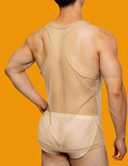 a sexy man in gold Look Dont Touch Mesh Tank – pridevoyageshopcom – gay mens clubwear mesh tanks crop tops fashion tops partywear activewear