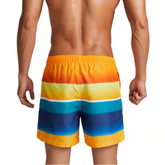a sexy man in gradient stripes Men’s Cruise Control Fire Island Swim Shorts – pridevoyageshop.com – gay men’s sexy swim briefs, trunks, board shorts, and bikinis