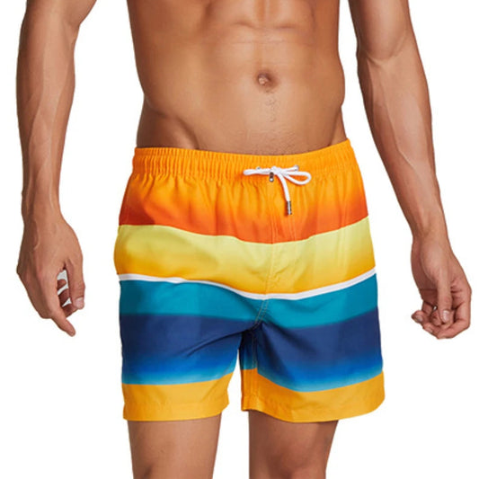 a sexy man in gradient stripes Men’s Cruise Control Fire Island Swim Shorts – pridevoyageshop.com – gay men’s sexy swim briefs, trunks, board shorts, and bikinis