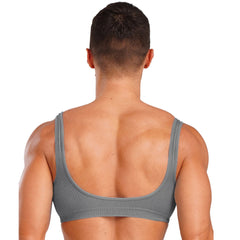 a sexy man in gray Boytoy Deep Scoop Rib Vest - pridevoyageshop.com - gay men’s harness, lingerie and fetish wear