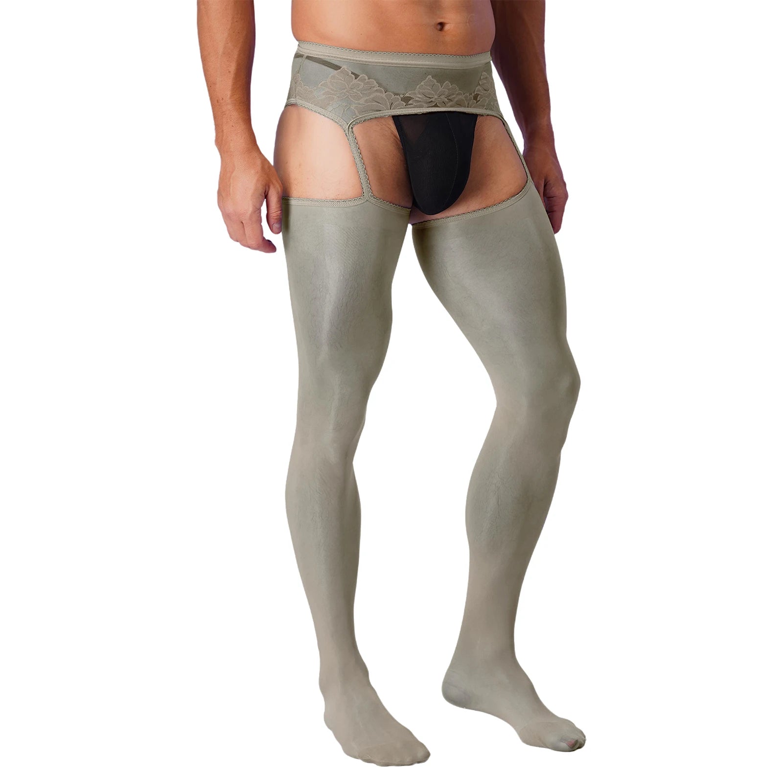 a sexy man in gray Club Darling Garter Hose - pridevoyageshop.com - gay men’s harness, lingerie and fetish wear