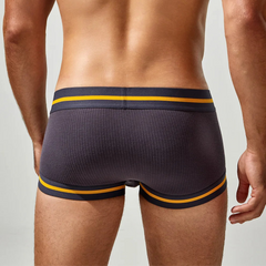 a sexy man in gray Men’s Hard & Proud Ribbed Trunks - pridevoyageshop.com - gay men’s thongs, boxers, briefs and jockstraps