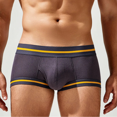 a sexy man in gray Men’s Hard & Proud Ribbed Trunks - pridevoyageshop.com - gay men’s thongs, boxers, briefs and jockstraps