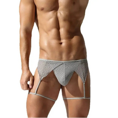 a sexy man in gray Men’s Stripper Thong and Garter Set - pridevoyageshop.com - gay men’s thongs, boxers, briefs and jockstraps