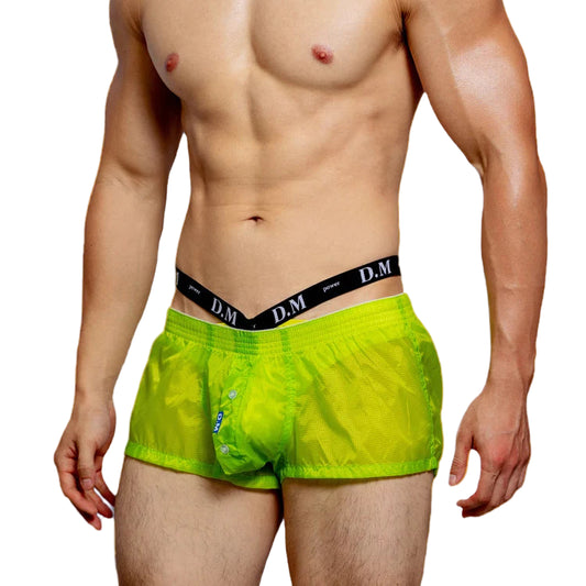 a sexy man in green DM Men’s Airdrop Low-Rise Sheer Boxers – pridevoyageshop.com – gay men’s sexy swim briefs, trunks, board shorts, and bikinis