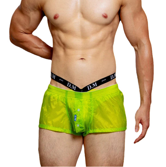 a sexy man in green DM Men’s Airdrop Low-Rise Sheer Boxers – pridevoyageshop.com – gay men’s sexy swim briefs, trunks, board shorts, and bikinis