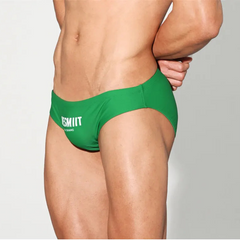 a sexy man in green Desmiit Men’s Brunch-Ready Bikini Swim Briefs - pridevoyageshop.com - gay men’s sexy swim briefs, trunks, board shorts, and bikinis