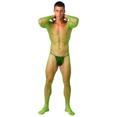 a sexy man in green Full Serve Net Bodystocking - pridevoyageshop.com - gay men’s harness, lingerie and fetish wear