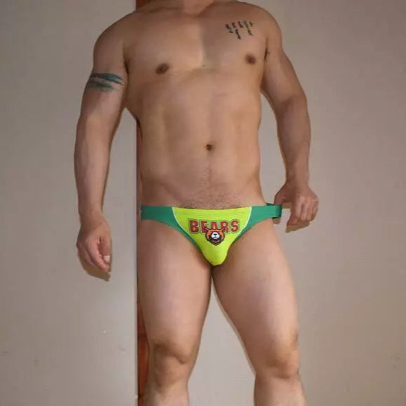 a sexy man in green Men’s Lil’ Bear Booty Swim Briefs - pridevoyageshop.com - gay men’s sexy swim briefs, trunks, board shorts, and bikinis