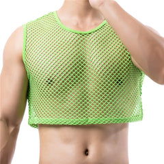 a sexy man in green Short Circuit Net Crop - pridevoyageshop.com - gay men’s harness, lingerie and fetish wear