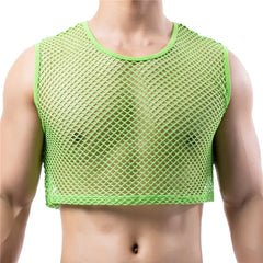 a sexy man in green Short Circuit Net Crop - pridevoyageshop.com - gay men’s harness, lingerie and fetish wear