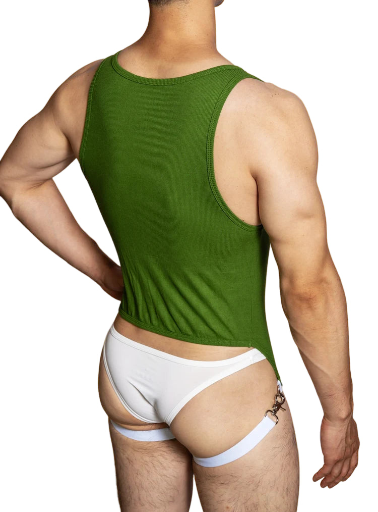 a sexy man in green The Label Jock-Back Bodysuit – pridevoyageshop.com – gay men’s harness, lingerie and fetish wear