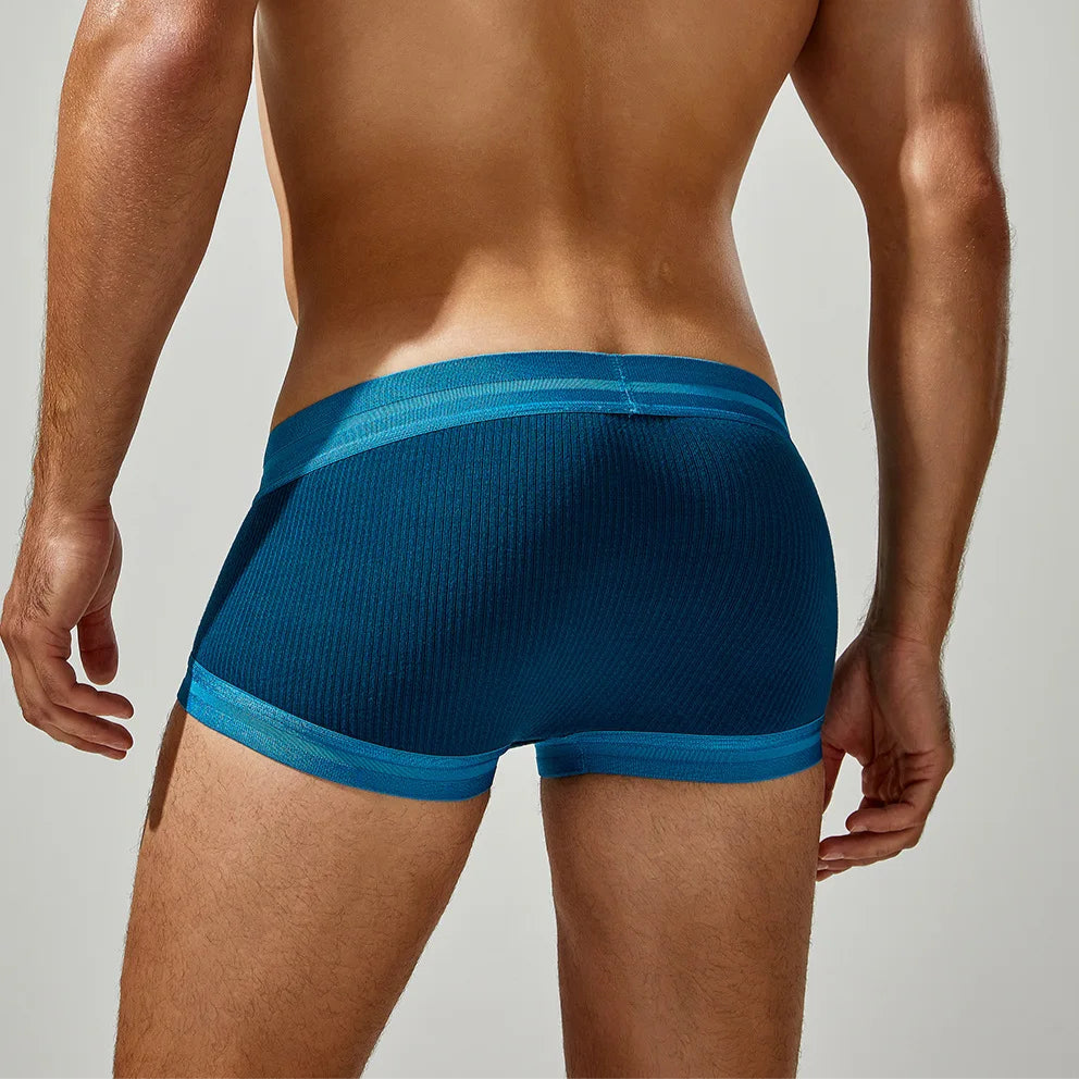 a sexy man in green blue Men’s Hard & Proud Ribbed Trunks - pridevoyageshop.com - gay men’s thongs, boxers, briefs and jockstraps