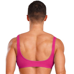 a sexy man in hot pink Boytoy Deep Scoop Rib Vest - pridevoyageshop.com - gay men’s harness, lingerie and fetish wear