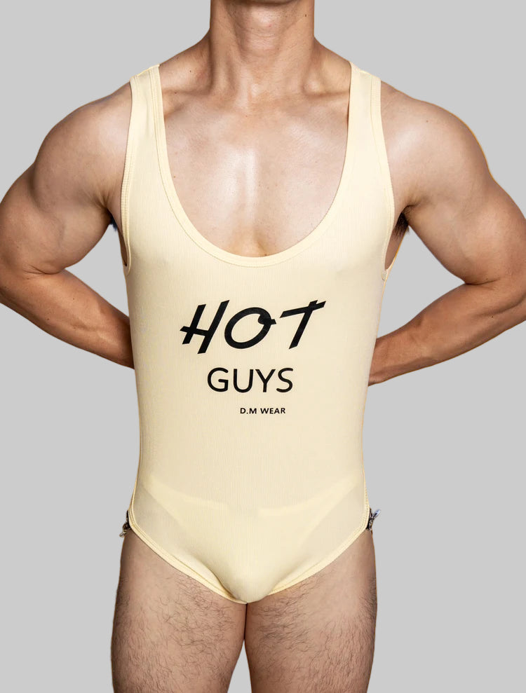 a sexy man in khaki The Label Jock-Back Bodysuit – pridevoyageshop.com – gay men’s harness, lingerie and fetish wear
