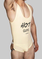 a sexy man in khaki The Label Jock-Back Bodysuit – pridevoyageshop.com – gay men’s harness, lingerie and fetish wear