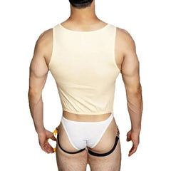 a sexy man in khaki The Label Jock-Back Bodysuit – pridevoyageshop.com – gay men’s harness, lingerie and fetish wear