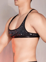 a sexy man in leopard Low Light Lurker Micro Crop - pridevoyageshop.com - gay men’s harness, lingerie and fetish wear