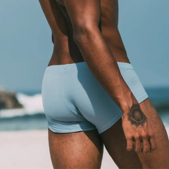 a sexy man in light blue TAUWELL Gentle Mini Mesh Trunks - pridevoyageshop.com - gay men’s thongs, boxers, briefs and jockstraps