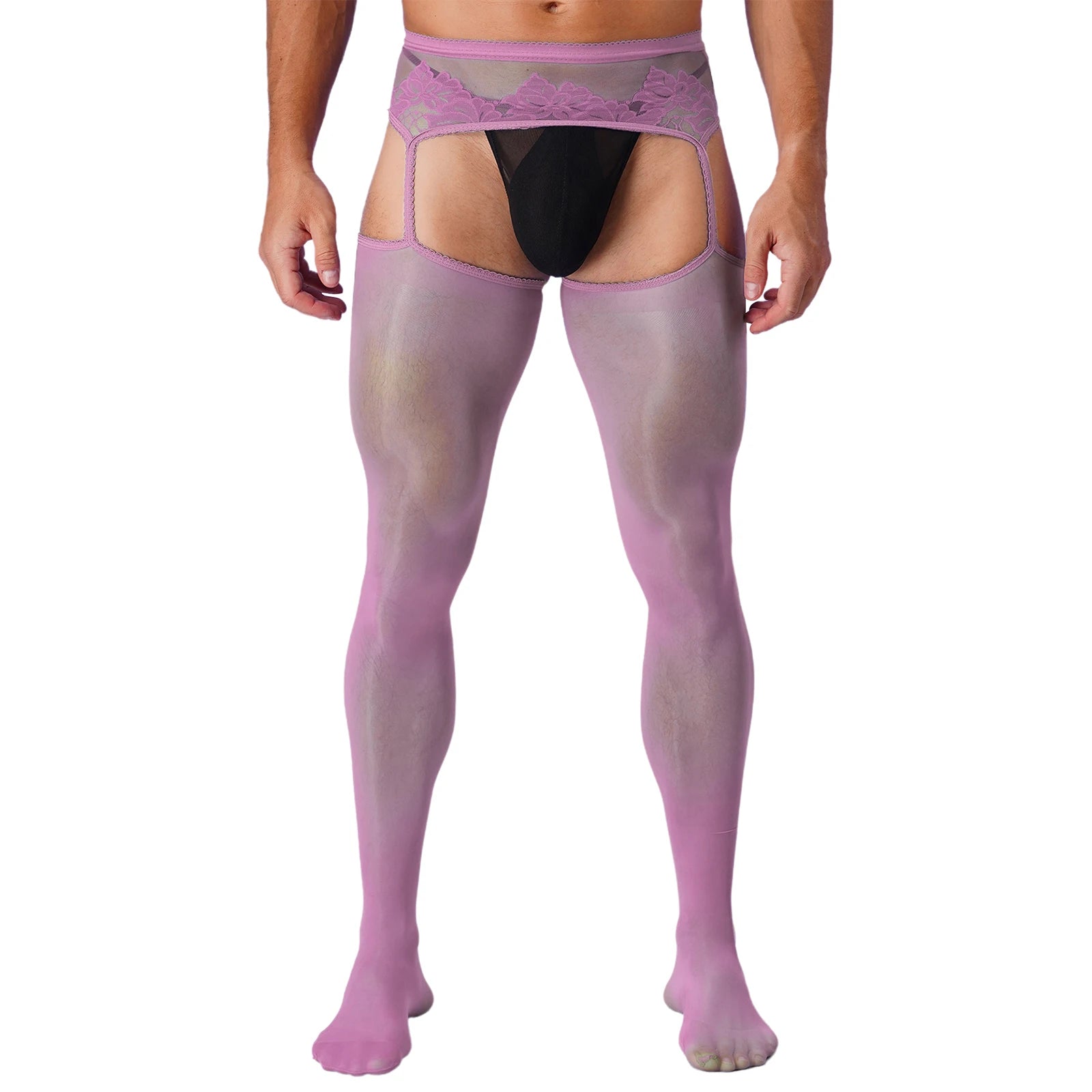 a sexy man in light purple Club Darling Garter Hose - pridevoyageshop.com - gay men’s harness, lingerie and fetish wear