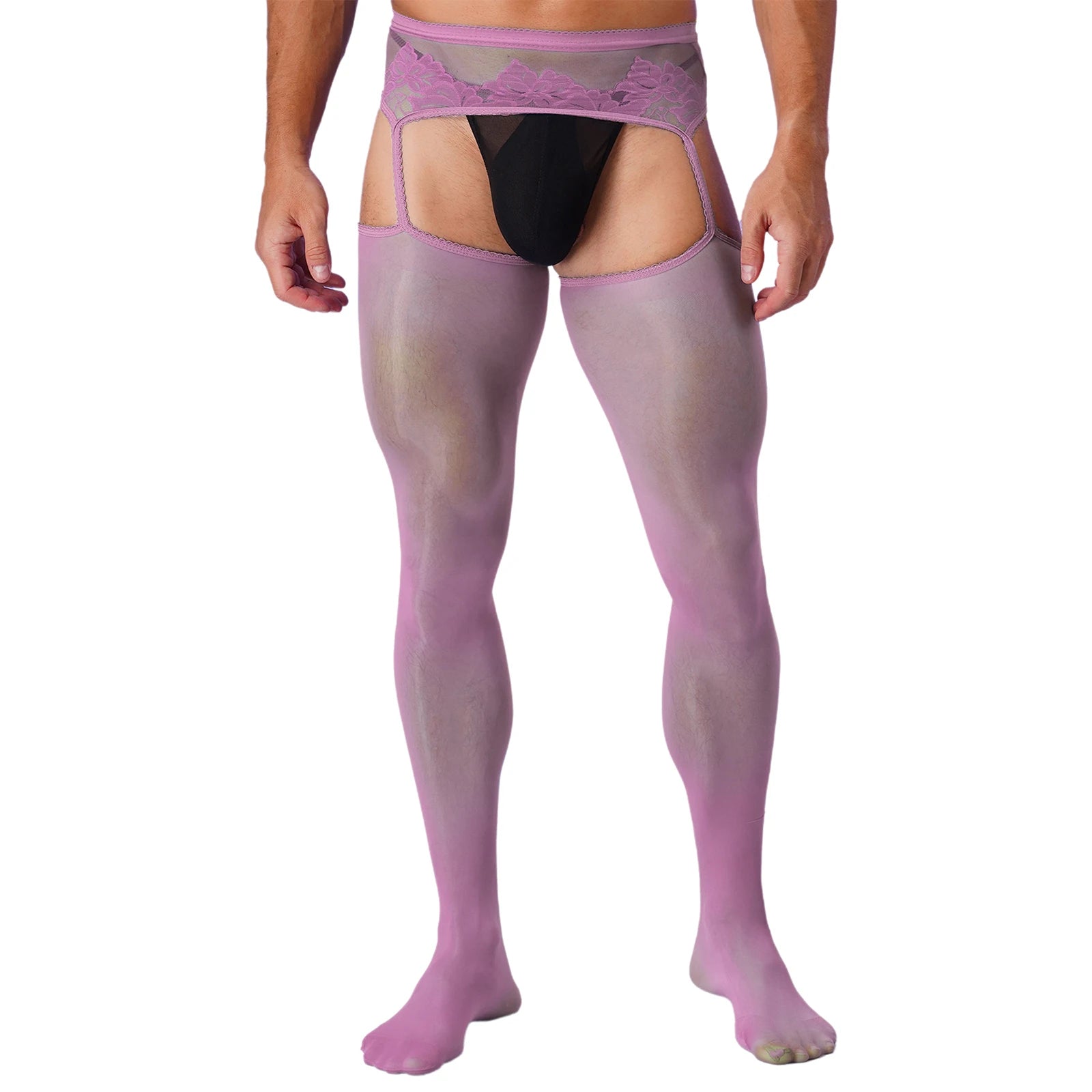 a sexy man in light purple Club Darling Garter Hose - pridevoyageshop.com - gay men’s harness, lingerie and fetish wear