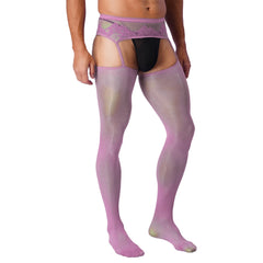 a sexy man in light purple Club Darling Garter Hose - pridevoyageshop.com - gay men’s harness, lingerie and fetish wear
