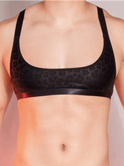 a sexy man in matte leopard Low Light Lurker Micro Crop - pridevoyageshop.com - gay men’s harness, lingerie and fetish wear