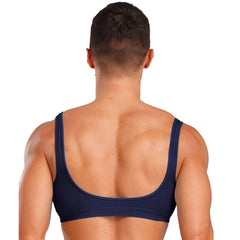 a sexy man in navy blue Boytoy Deep Scoop Rib Vest - pridevoyageshop.com - gay men’s harness, lingerie and fetish wear