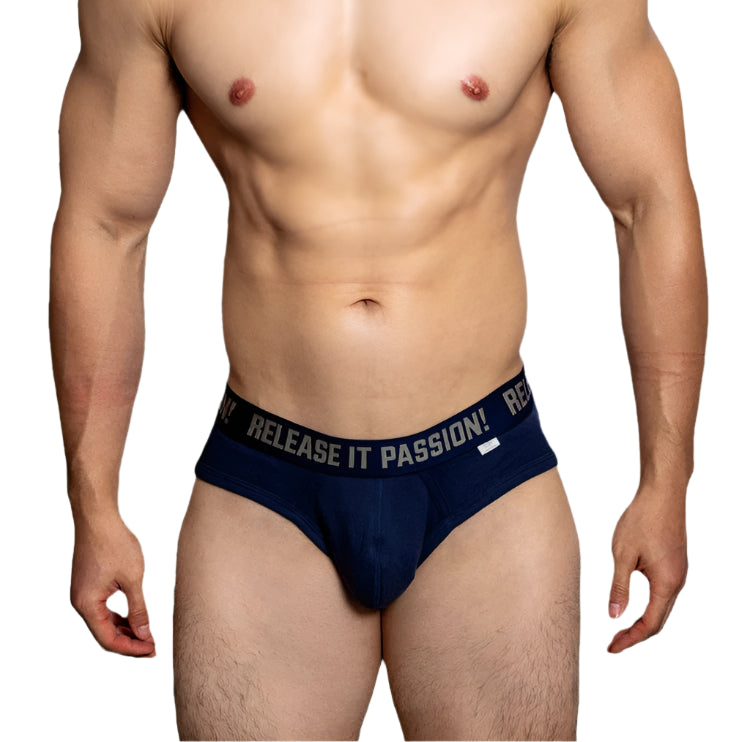 a sexy man in navy blue DM Men’s Release It Passion Classic Pouch Brief - pridevoyageshop.com - gay men’s thongs, boxers, briefs and jockstraps