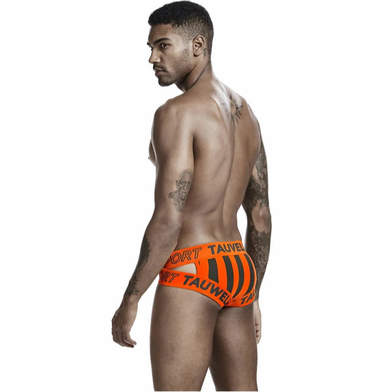 a sexy man in orange Men’s TAUWELL Striped Jock Briefs - pridevoyageshop.com - gay men’s thongs, boxers, briefs and jockstraps