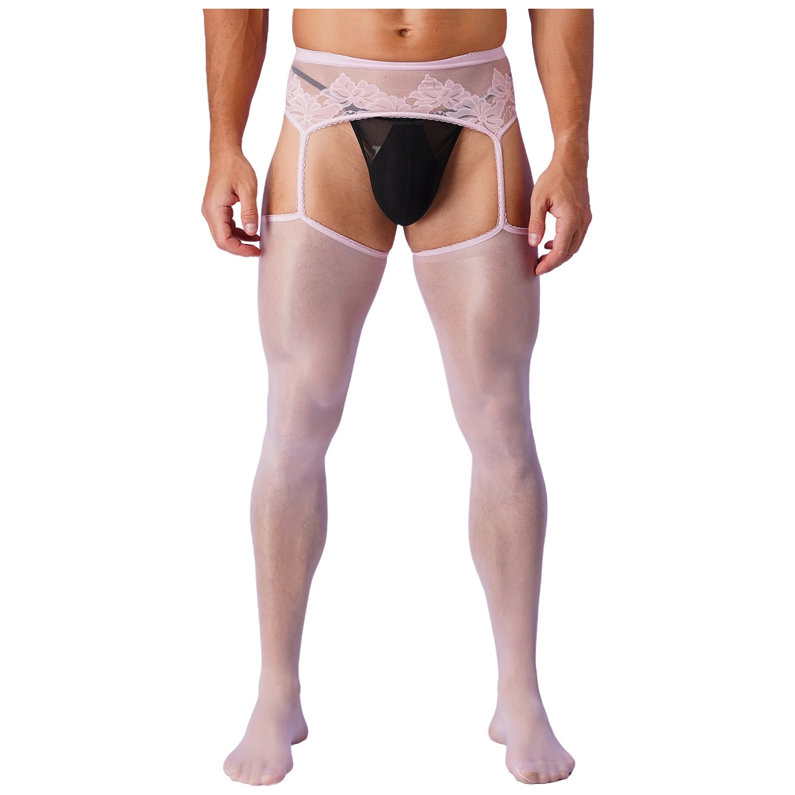 a sexy man in pink Club Darling Garter Hose - pridevoyageshop.com - gay men’s harness, lingerie and fetish wear