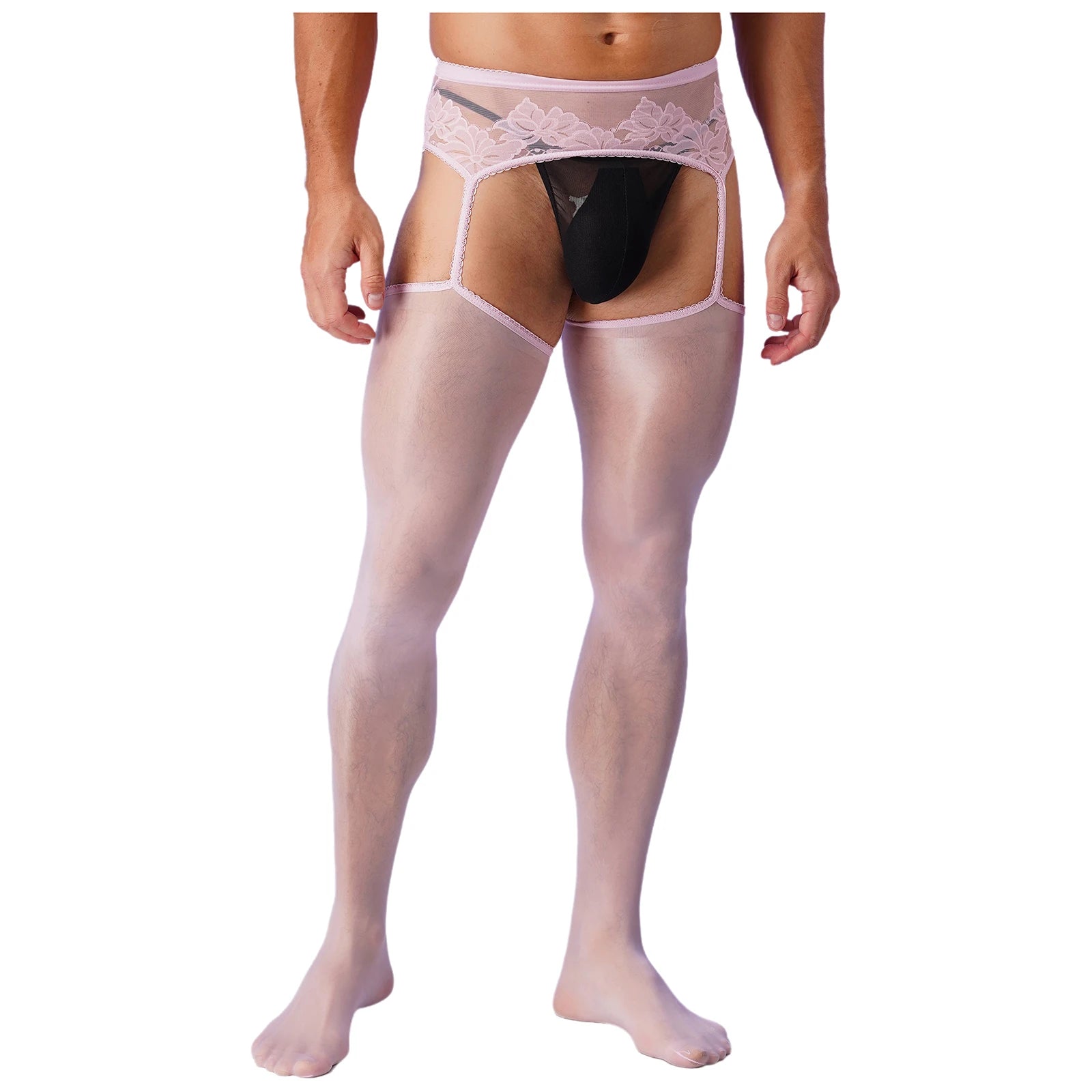 a sexy man in pink Club Darling Garter Hose - pridevoyageshop.com - gay men’s harness, lingerie and fetish wear