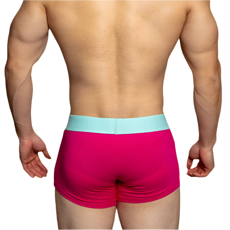 a sexy man in pink Men’s Color Clash Mesh Peephole Boxer Briefs - pridevoyageshop.com - gay men’s thongs, boxers, briefs and jockstraps