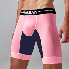 a sexy man in pink SEOBEAN Men’s Dominion Long Sheer Boxer Briefs – pridevoyageshop.com – gay men’s sexy swim briefs, trunks, board shorts, and bikinis