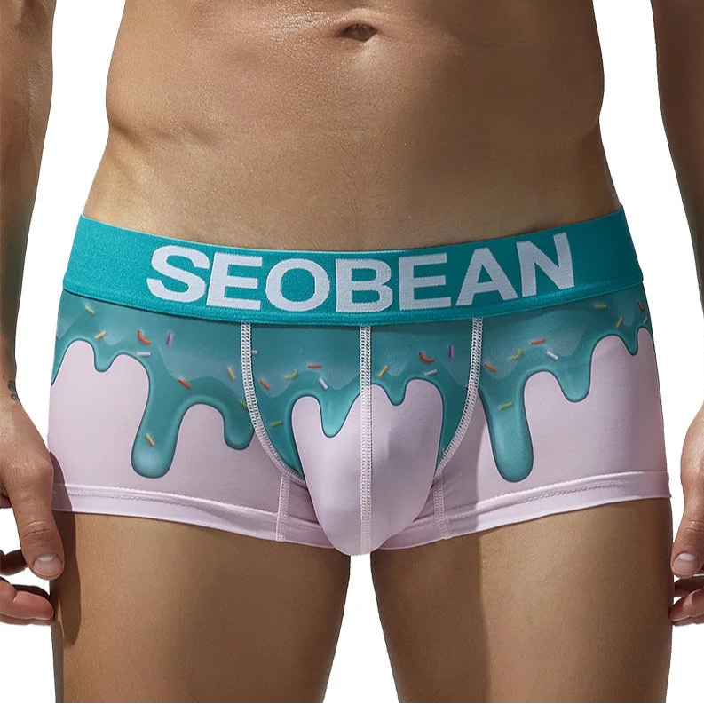 a sexy man in pink SEOBEAN Men’s Dripping Candy Print Boxer Brief - pridevoyageshop.com - gay men’s thongs, boxers, briefs and jockstraps