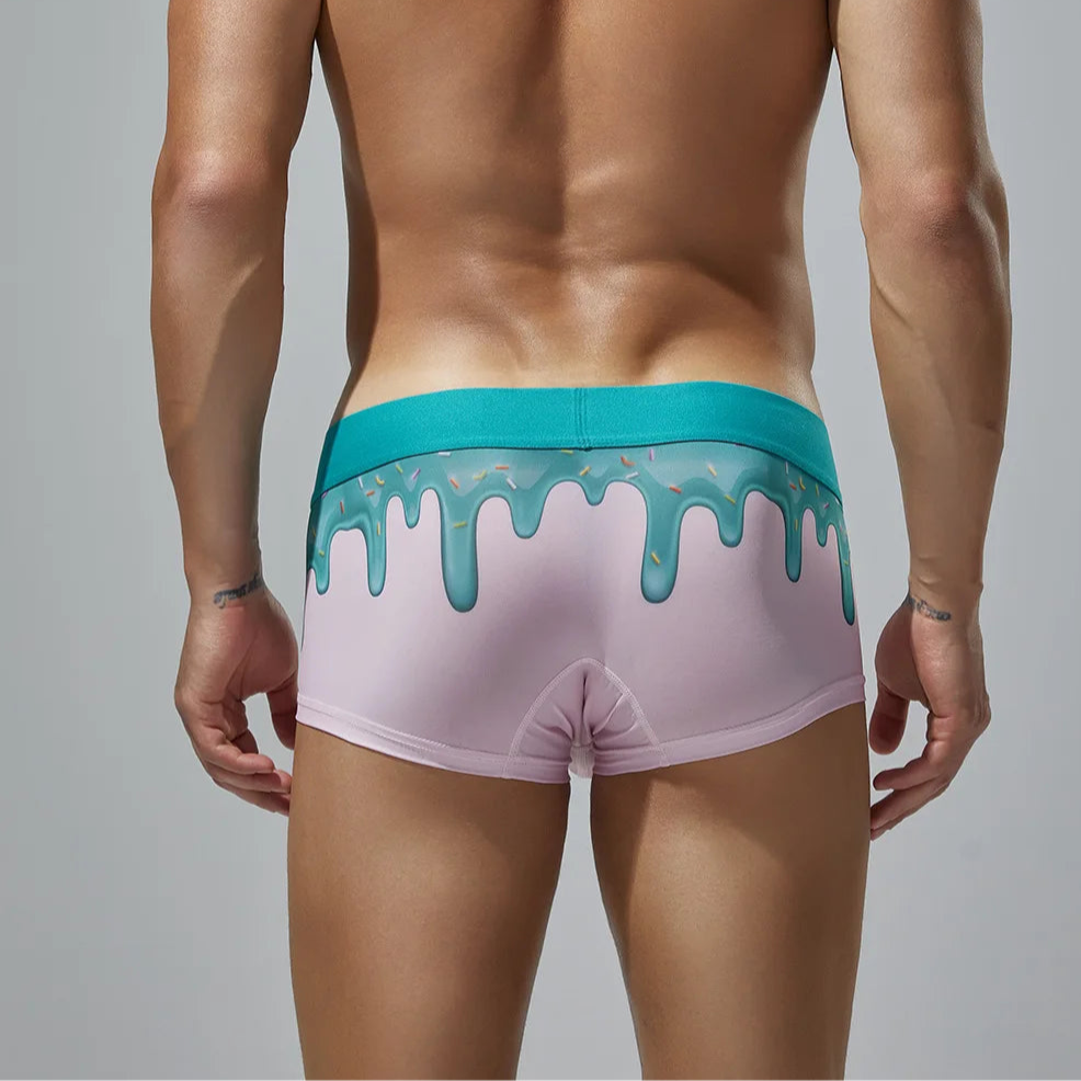 a sexy man in pink SEOBEAN Men’s Dripping Candy Print Boxer Brief - pridevoyageshop.com - gay men’s thongs, boxers, briefs and jockstraps