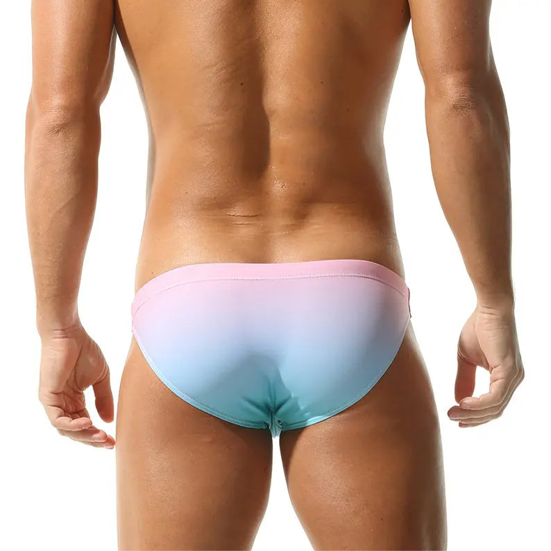 a sexy man in pink blue Seobean Men’s Poolside Craving Swim Briefs - pridevoyageshop.com - gay men’s sexy swim briefs, trunks, board shorts, and bikinis