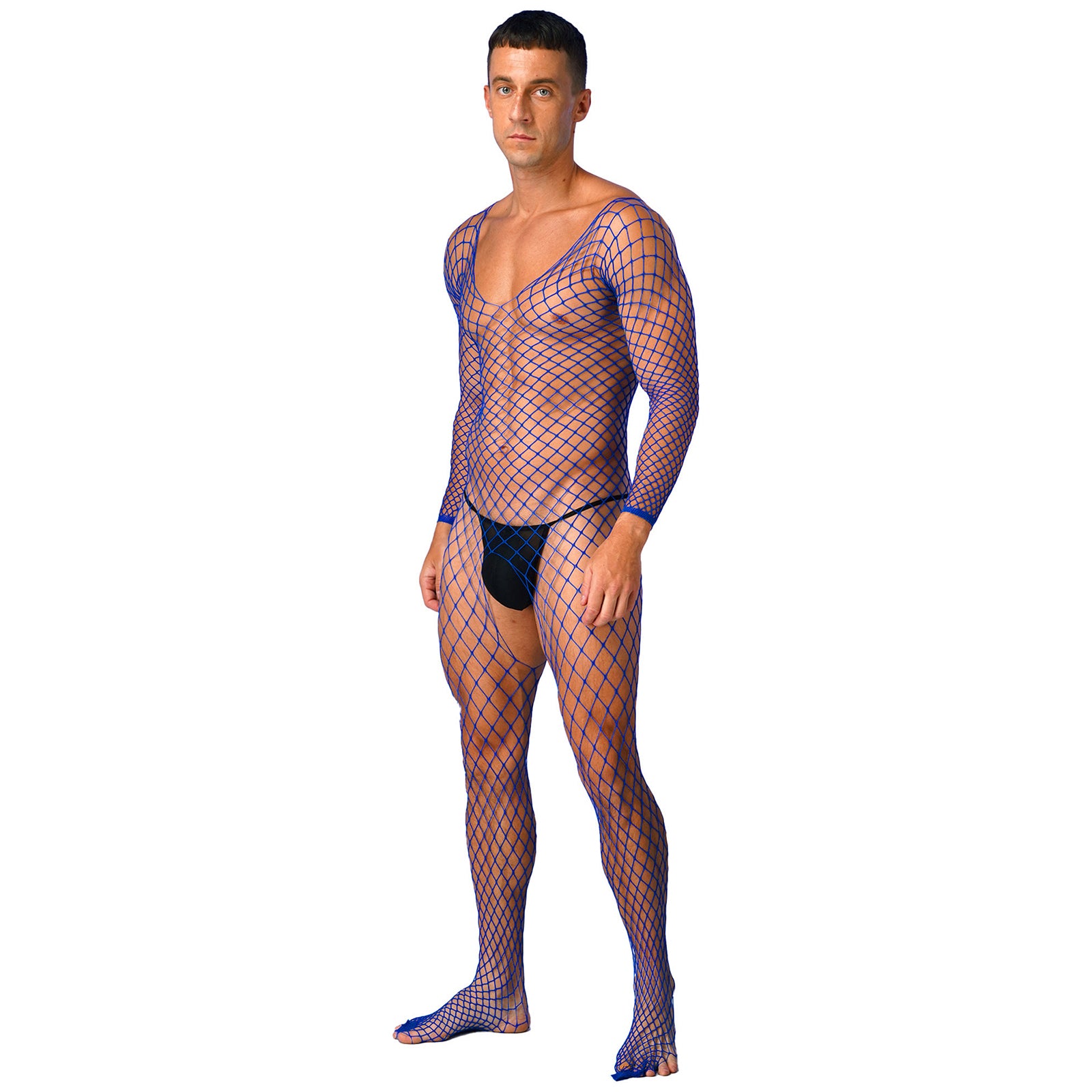 a sexy man in purple Full Serve Net Bodystocking - pridevoyageshop.com - gay men’s harness, lingerie and fetish wear