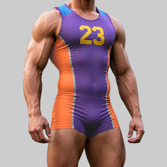 a sexy man in purple Men’s Draft Pick Ombre Singlet – pridevoyageshop.com – gay men’s harness, lingerie and fetish wear