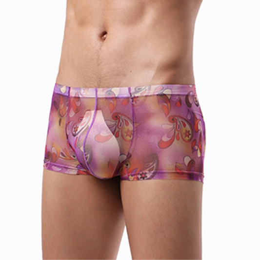 a sexy man in purple Men’s Print See-Through Boxers - pridevoyageshop.com - gay men’s thongs, boxers, briefs and jockstraps