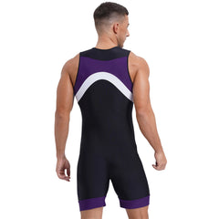 a sexy man in purple Men’s Undertow Wave-Zip Bodysuit – pridevoyageshop.com – gay men’s harness, lingerie and fetish wear
