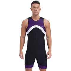 a sexy man in purple Men’s Undertow Wave-Zip Bodysuit – pridevoyageshop.com – gay men’s harness, lingerie and fetish wear