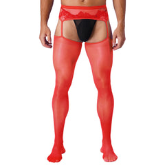 a sexy man in red Club Darling Garter Hose - pridevoyageshop.com - gay men’s harness, lingerie and fetish wear