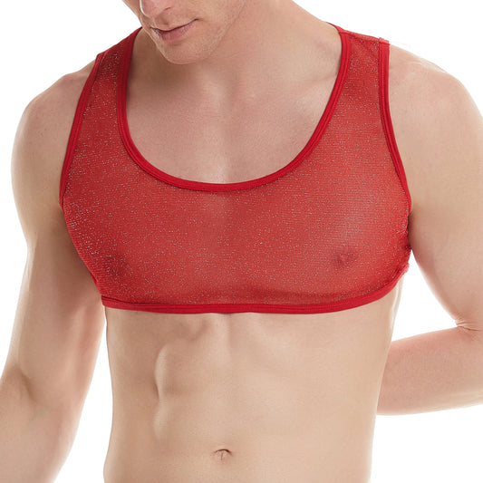 a sexy man in red Fire Island Flicker Micro Crop - pridevoyageshop.com - gay men’s harness, lingerie and fetish wear